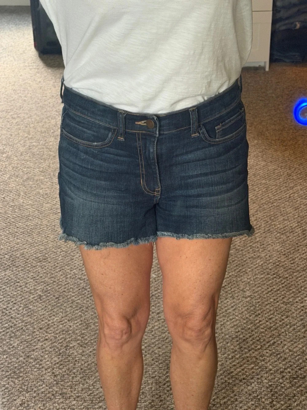 Like New, Never Worn...Harper Dark Blue Frayed Hem Denim Shorts - Picture 4 of 4